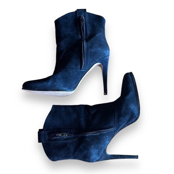 Aldo Black Suede Leather western ankle boots stiletto heel bootie size 9 zip up - Picture 1 of 9